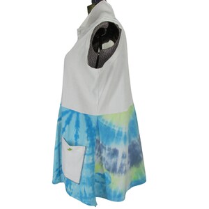 Upcycled Plus Size Tunic Patchwork Tie Dye White Bodice Heart Appliques Sleeveless Summer Clothing image 4