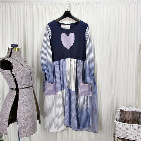 blue and white patchwork dress Violet Dress main image 1