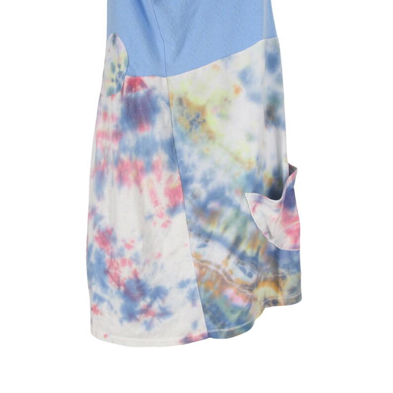 Plus Size 1X Upcycled Powder Blue Bodice Tie Dye Skirt Sleeveless Jersey Knit T Shirt Clothing Size 16 image 8