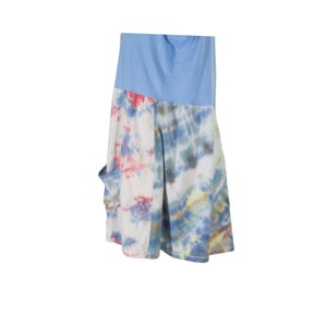 Plus Size 1X Upcycled Powder Blue Bodice Tie Dye Skirt Sleeveless Jersey Knit T Shirt Clothing Size 16 image 4