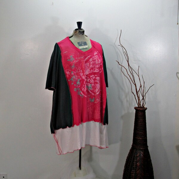 Plus Size Tunic - Plus Size Pocho - Plus Size Clothing - Oversized Tunic - Upcycled Clothing