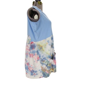 Plus Size 1X Upcycled Powder Blue Bodice Tie Dye Skirt Sleeveless Jersey Knit T Shirt Clothing Size 16 image 7