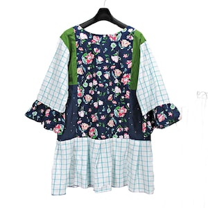 Plus Size Upcycled Kimono Tunic: Floral Patchwork Recycled Clothing