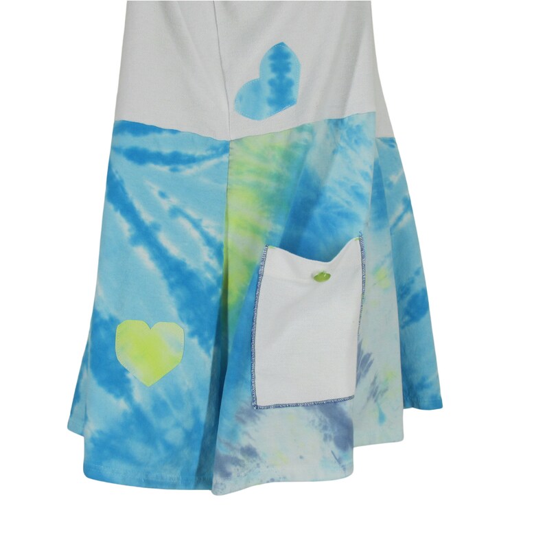 Upcycled Plus Size Tunic Patchwork Tie Dye White Bodice Heart Appliques Sleeveless Summer Clothing image 8