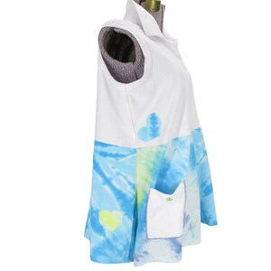Upcycled Plus Size Tunic Patchwork Tie Dye White Bodice Heart Appliques Sleeveless Summer Clothing image 7