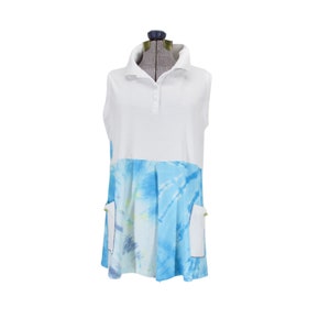 Upcycled Plus Size Tunic Patchwork Tie Dye White Bodice Heart Appliques Sleeveless Summer Clothing image 1