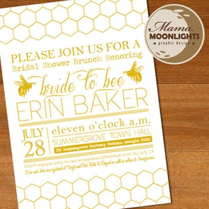 Bride to Bee - Whimsical, Modern Bridal Shower Invitation Printable