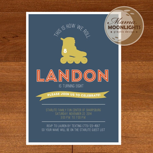 Convite de aniversário para festa de patinação para imprimir - Faça Você Mesmo - Patins de rodas - Aniversário de menino mais velho