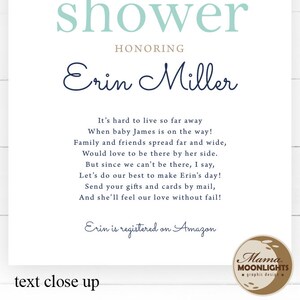 Long Distance Baby Shower Invite Two Sided Baby Shower Invite with State Modern Printable Invitation Boy or Girl image 2