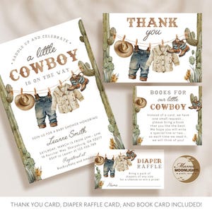 Un piccolo invito per baby shower da cowboy - Invito per baby shower da cowboy - Rodeo Baby - Piccolo invito da cowboy, cactus, download digitale