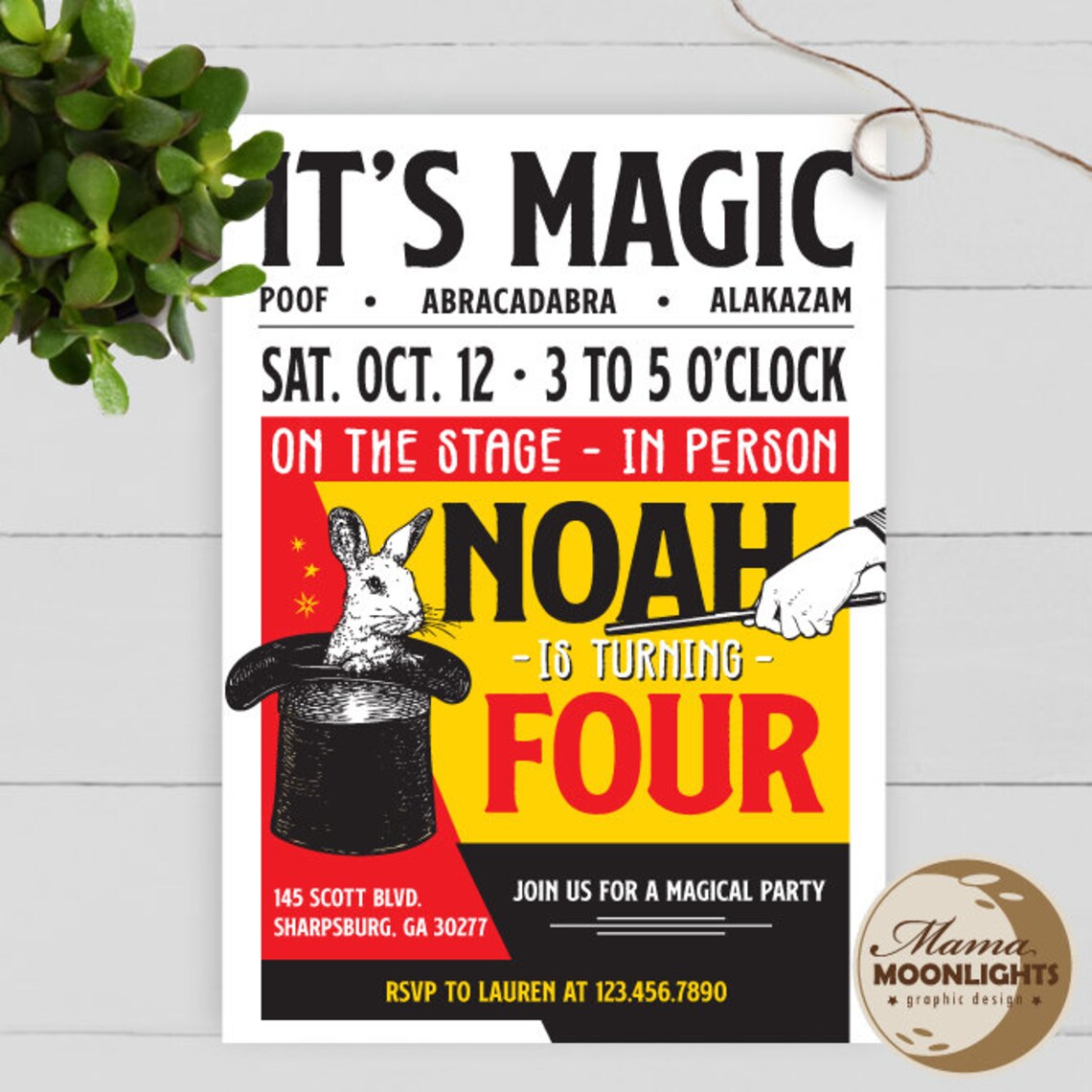 Magic Invite Vintage Magic Party Invite - Magic Birthday Party Invitation - Modern ...