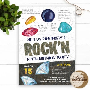 Geology Invitation - Gemstone Invite - Rock Party Invitation - Geology Birthday Invite - Gemologist - Mining Party - STEM - DIY Print