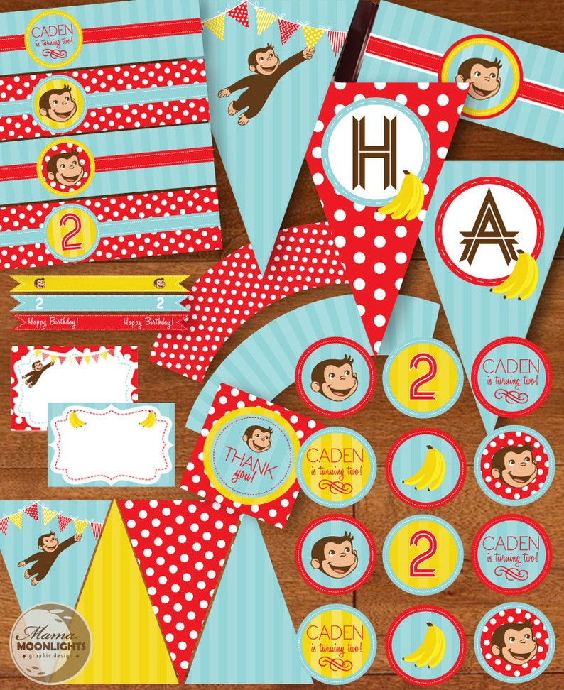 Curious George Birthday Party Printable Package DIY Monkey - Etsy