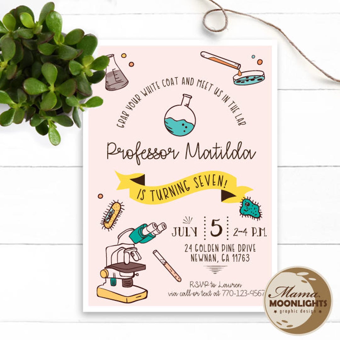 Science Birthday Party Printable Invitation - DIY - Girl STEM Invite ...
