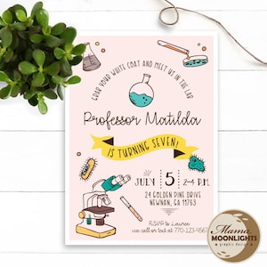 Science Birthday Party Printable Invitation - DIY - Girl STEM invite - Science Lab Birthday