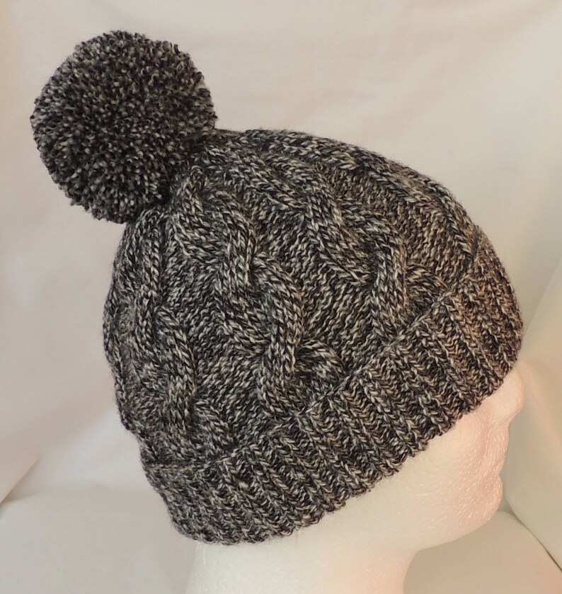 mens black cable knit bobble hat