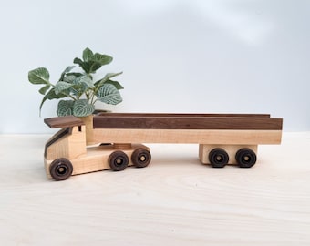 Heirloom Wooden Toy, Wooden Semi-truck, Wooden truck, Toy Truck, Wooden Toys, Handmade Toy Truck, Toy truck for kids, kids toy, wood truck