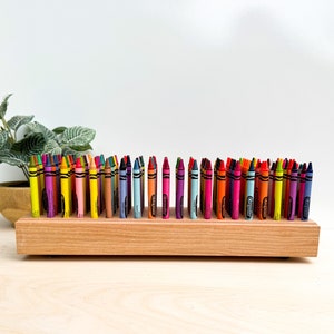 Wooden crayon holder, wooden crayon organizer, wooden crayon box holder, Montessori crayon organizer