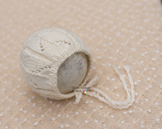 RTS Ivory Newborn Knit Bonnet/ Newborn Bonnet/ Girl Bonnet/ Many