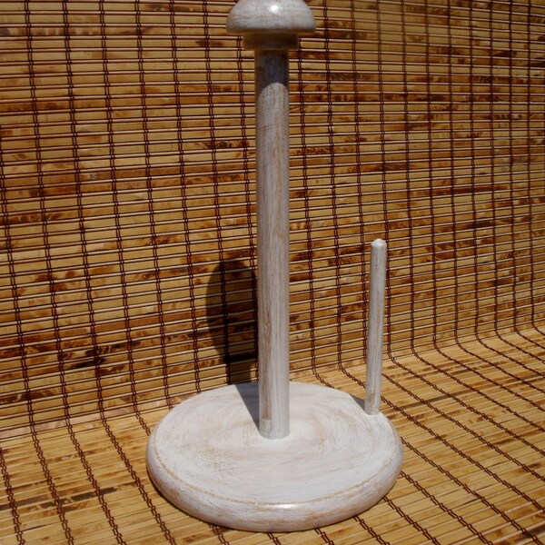 White Paper Towel Holder, Paper Towel Dispenser, Rustic Kitchen, Primitive Kitchen, Shabby Chic Distressed