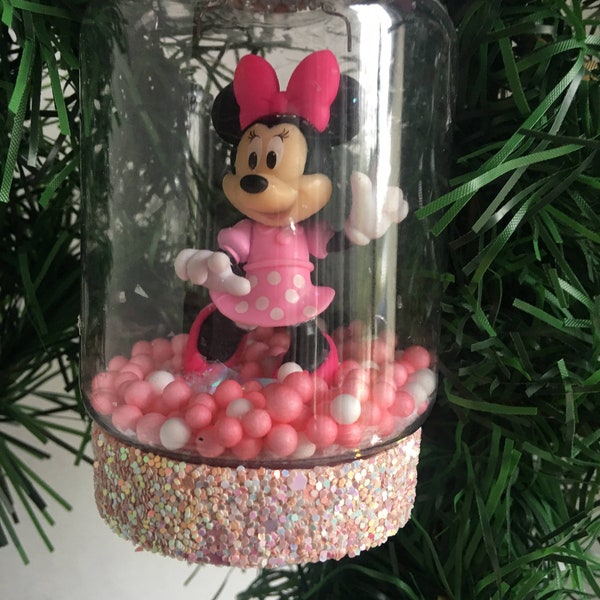 Minnie Mouse Ornament Mason Jar Snow Globe Christmas Ornament