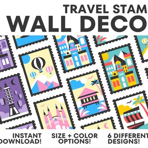 Travel Stamp Art Prints: Whimsical Kids Wall Decor (Digital Download)