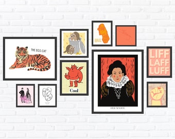 Eclectic Maximalist Gallery Wall Art Set: Colorful Prints (Digital Download)