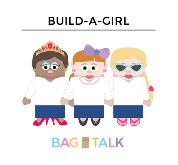 BUILD A GIRL Printable Paper Bag Puppet Cut Outs