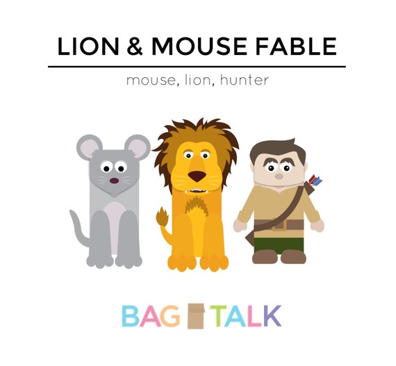 LION & MOUSE FABLE Printable Paper Bag Puppet Cut Outs