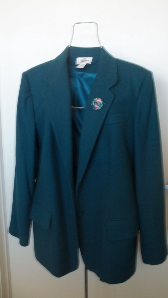 1980s vintage teal blue blazer