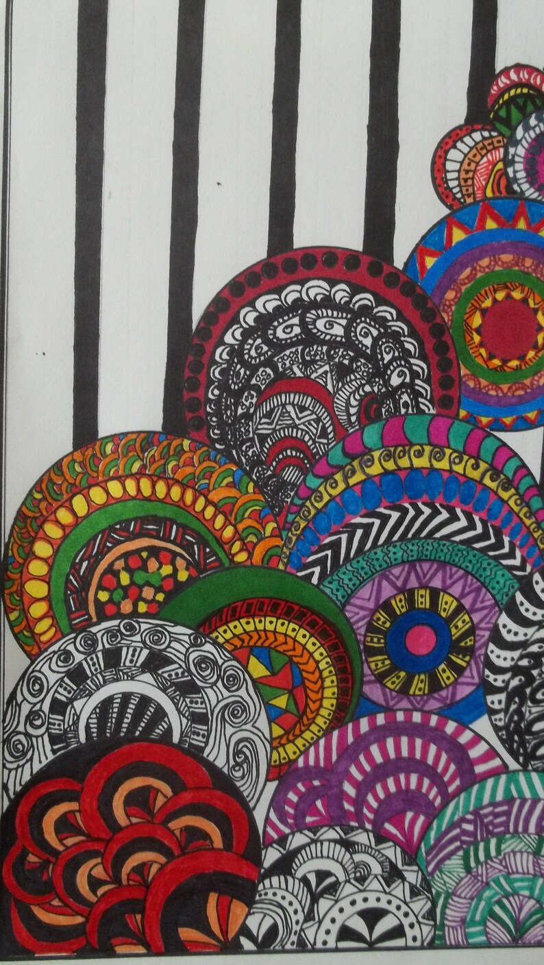 Zentangle Marker Drawing on Paper Etsy