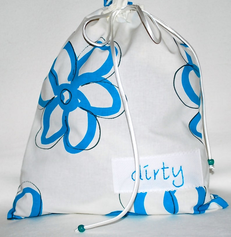 white with blue flowers Travel lingerie bags