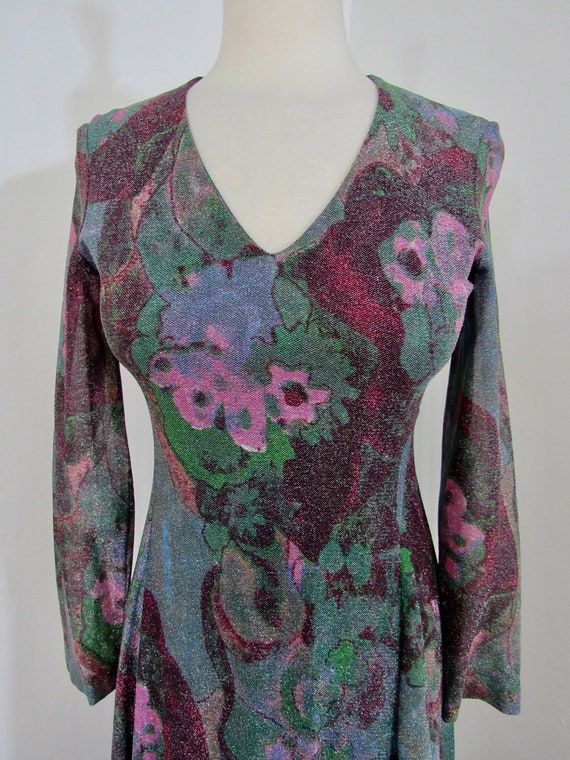 Richly Colored 1970s Curve Hugging, Abstract Flor… - image 3