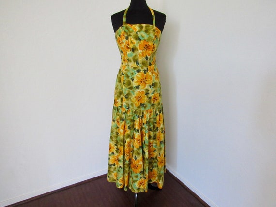 Beautiful 1960s - 70s Hawaiian Halter Maxi Dress … - image 1