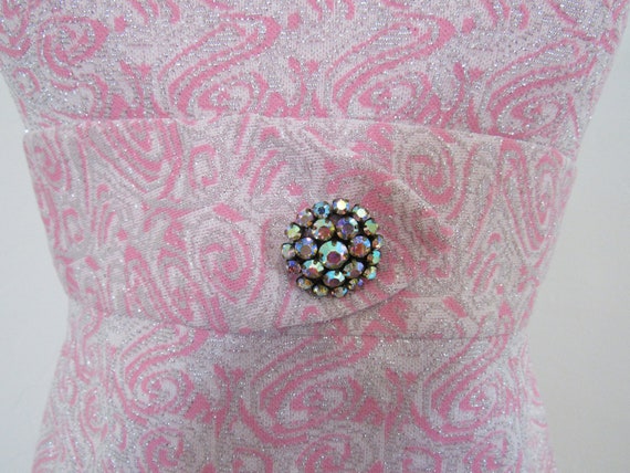 Very Mod 1960s Pink and Metallic Silver Swirl Pat… - image 5