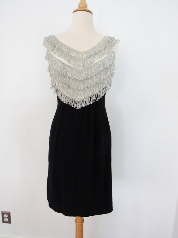1950s - Early 1960s Black Crepe Wiggle Dress with