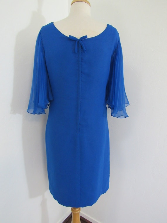 1960s Mod, Royal Blue Chiffon Dress with Sheer, Minip - Gem