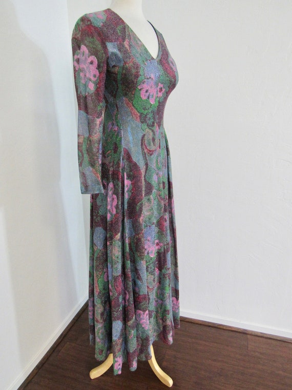 Richly Colored 1970s Curve Hugging, Abstract Flor… - image 4