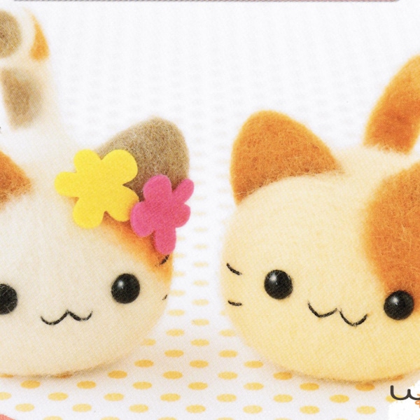 Twin Kittens Needle Felting Kit (with flowers)
