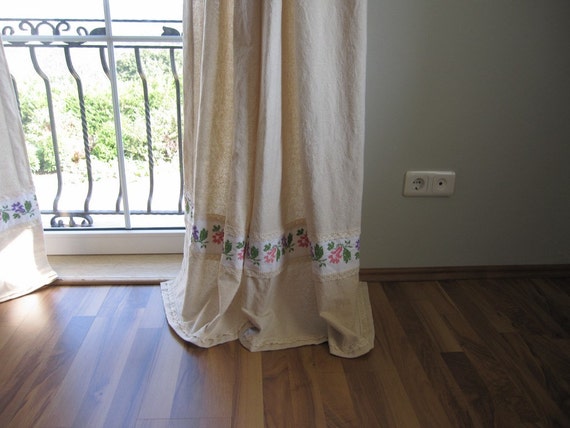Ivory Cotton Linen Curtains French Country Beach Cottage Etsy