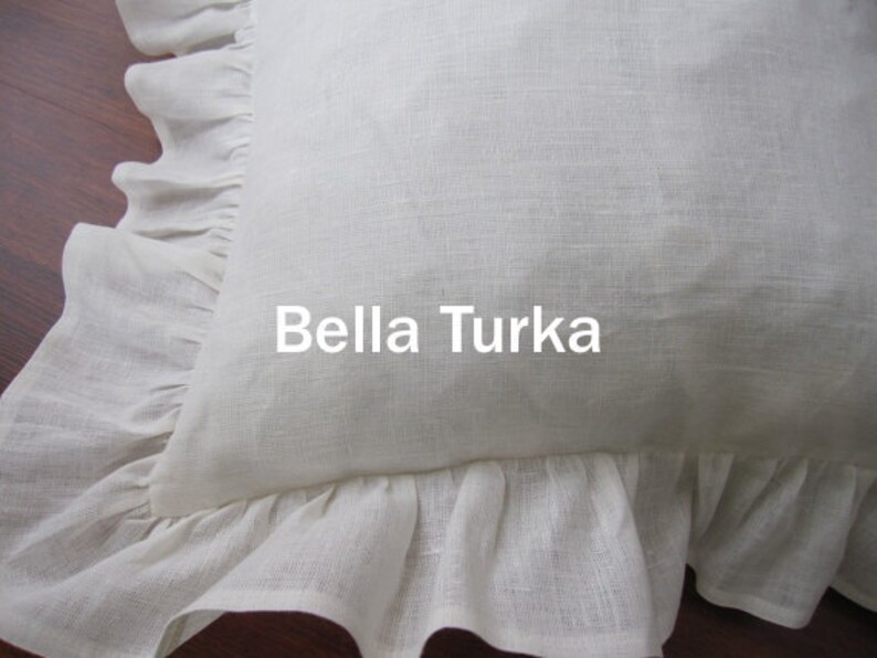 Linen Ruffle Euro Pillow Sham Ivory Pillow Sham 26x26 Etsy