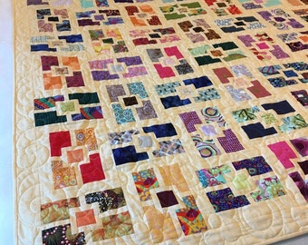 Modern Yellow Lap Quilt or Baby Quilt 51" x 58" - Geometric Lap Quilt - Brightly Colored Baby Quilt - Scrappy Baby Quilt