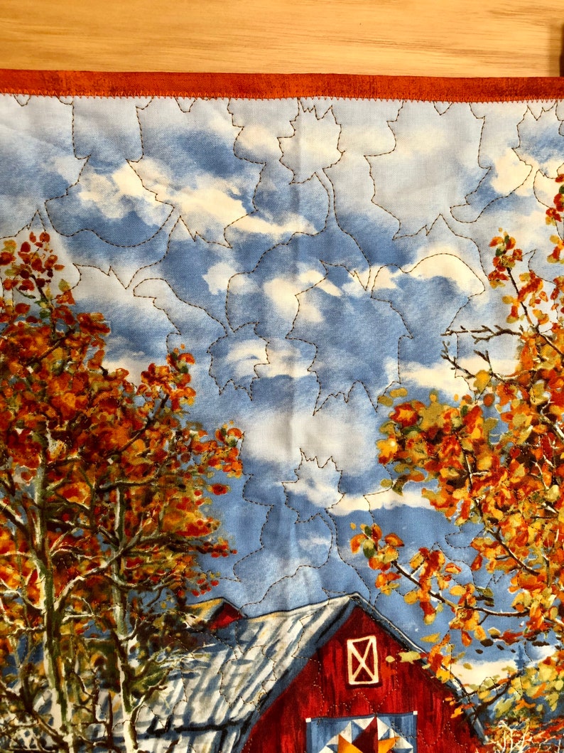 Autumn Wall Hanging Quilt 22 X 41 Quilted Fall Farm Scene Etsy