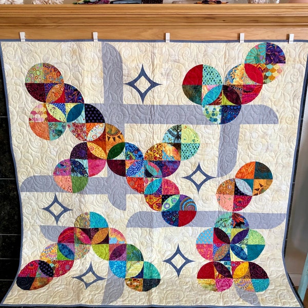 Modern Wall Hanging Quilt 53" x 53" - Moondance Quilted Wall Hanging - Large Patchwork Wall Hanging - Modern Wall Decor