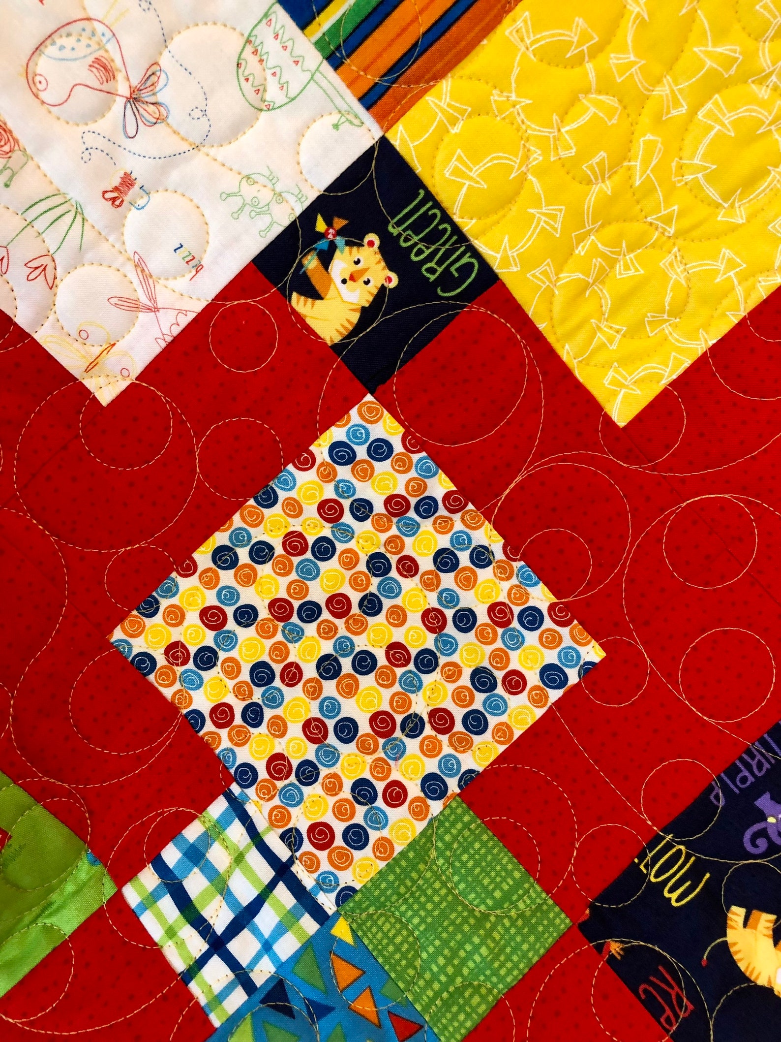 Gender Neutral Baby Quilt 38 X 45 Handmade Baby Blanket Red Baby Quilt