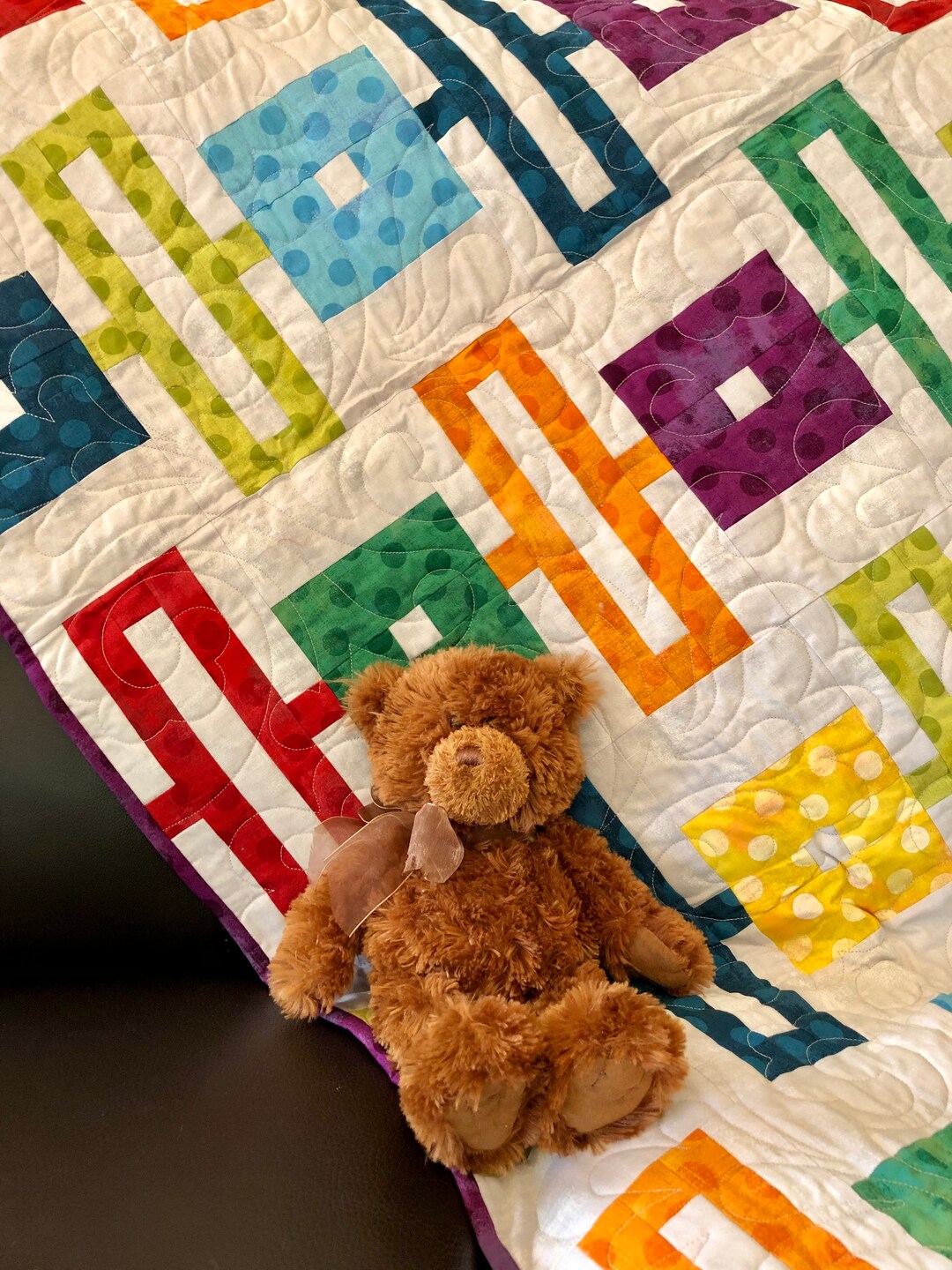 Handmade Rainbow Baby Quilt - Patchwork Baby Blanket - Crib Quilt ...