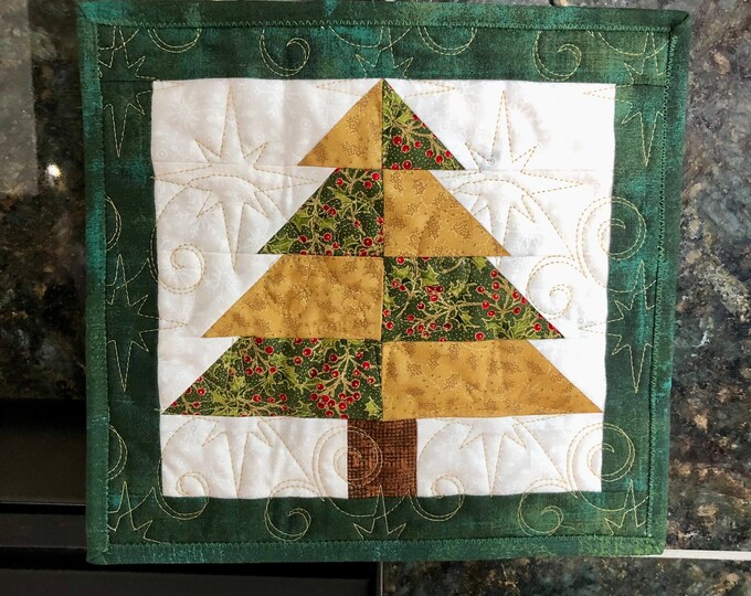Pine Tree Wall Hanging 9.5" X 10" - Pine Tree Mini Quilt - Christmas ...