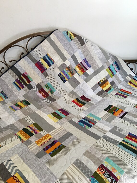 Modern Baby Quilt 60 x 60 Modern Grey Quilt Etsy