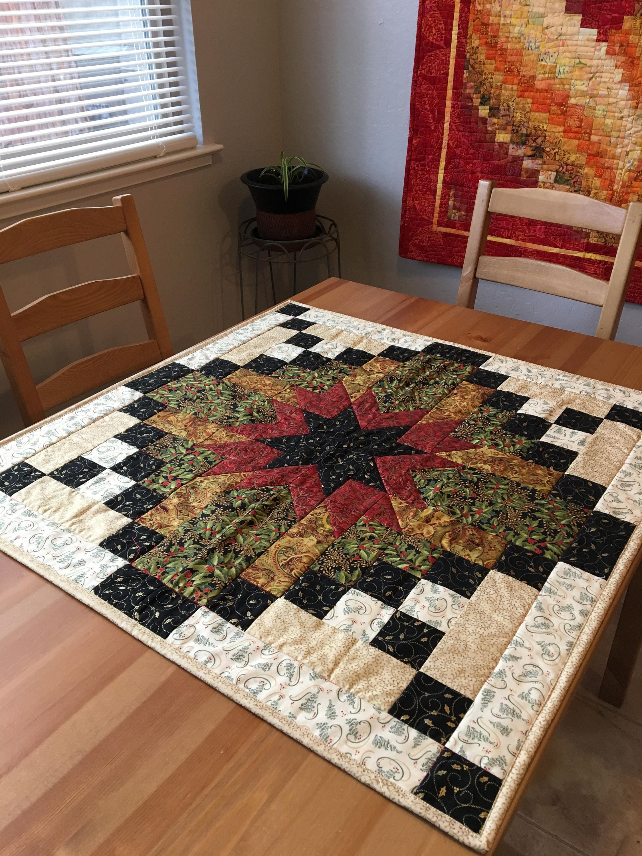 Handmade Quilted Christmas Table Topper Christmas Wall Etsy