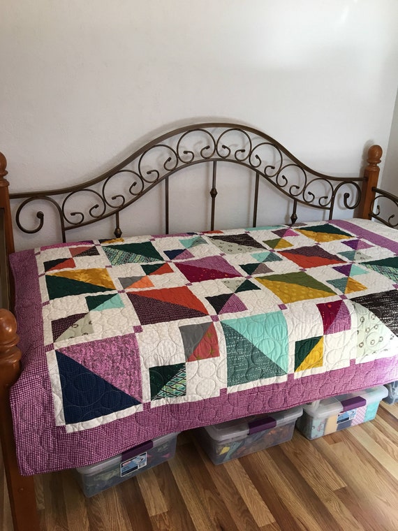 Modern Quilt 58x68 Inches Twin Bed Topper Bed Coverlet Etsy